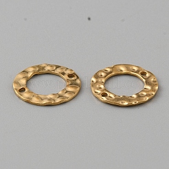 304ステンレススチールコネクタチャーム  テクスチャードリングリンク  ゴールドカラー  15x1mm  穴：1.4mm&nbsp;STAS-WH0044-23G