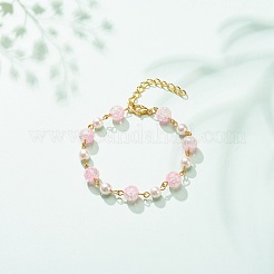 Круглый браслет из бисера из блестящего стекла и искусственного жемчуга для женщин BJEW-JB08591