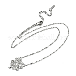 Латунные микропаве прозрачные кубические цирконии клевер подвески ожерелья&nbsp;NJEW-K280-02P