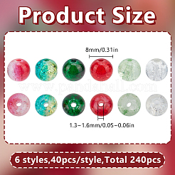 240 pz. 6 colori spray stampato perline di vetro craquelé&nbsp;CCG-HY0001-02A