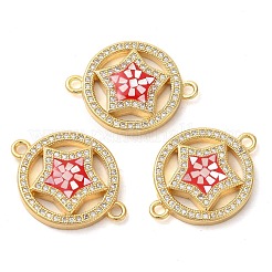 Покрытие стойки латунное микро-паве кольцо с прозрачным фианитом и подвесками в виде звездочек&nbsp;KK-K385-086G