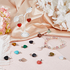 15 шт. 15 стиля подвески в форме сердца с драгоценными камнями G-FI0001-34