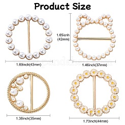 4 stücke 4 arten kunststoff perle schal schnalle ring&nbsp;AJEW-CJ0001-49