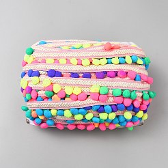 ポリエステルポンポンボールタッセルリボン  パーティーデコレーション用  カラフル  1-3/8インチ（35mm）&nbsp;DIY-WH0622-421