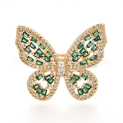 Регулируемые латунные кольца с микропаве из кубического циркония для женщин KK-T074-04G