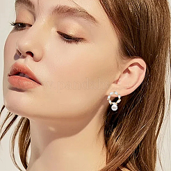 8 шт. 2-цветная фурнитура для сережек-гвоздиков из латуни в форме пончика с кубическим цирконием AJEW-GO0001-47