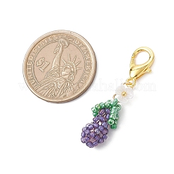 3d подвеска из стеклянных бусин в форме баклажана&nbsp;HJEW-MZ00370-03