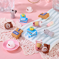 12шт 6 стиля силиконовые бусины на кофейную тематику SIL-TA0002-88