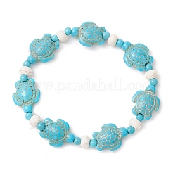 Stretch-Armbänder aus synthetischem Türkis und natürlichen Süßwassermuschelperlen für Damen&nbsp;BJEW-JB12017-02