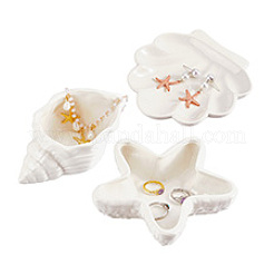 3 шт. фарфоровая тарелка для украшений в форме морской звезды в 3 стилях&nbsp;AJEW-PH0007-35