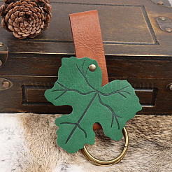 2 шт. подвеска на пояс из искусственной кожи в форме листа. С кольцом из сплава&nbsp;AJEW-CL0001-85