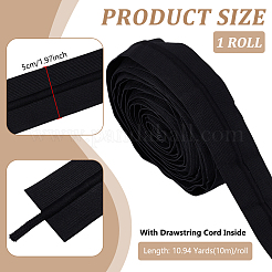 Cordon élastique plat en polyester de 10 m avec cordon de serrage à l'intérieur&nbsp;EW-BC0001-08A