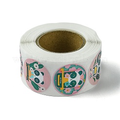 漫画の模様の紙のギフトステッカーロール  DIYスクラップブッキング用ラウンド  パンダ  25mm  500本/ロール。&nbsp;LS-DIY-R083-03B