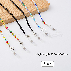 3 pz 3 colori catene per occhiali con perline di vetro&nbsp;AJEW-DJ0004-39