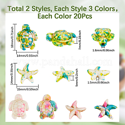 120 шт. 6 вида синтетических бирюзовых бусин&nbsp;G-SC0003-25