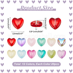 240шт 12 цвета прозрачные окрашенные распылением стеклянные бусины&nbsp;GLAA-PH0003-27