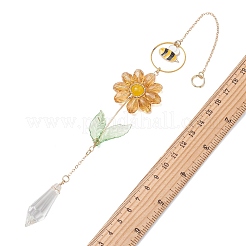 Abeille en alliage émaillé et attrape-soleil en cristal et fleur de verre&nbsp;HJEW-TA00475-03