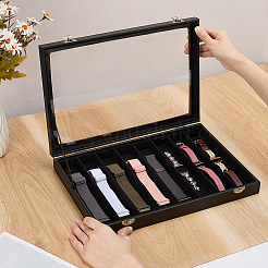 8 Gitter PU-Leder Schmuck Uhrenarmband Organizer Displayboxen&nbsp;CON-WH0107-80