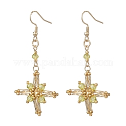 Серьги-подвески из стеклянных бусин в форме звезды&nbsp;EJEW-MZ00664-01