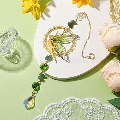 Подвесные украшения в виде эльфов из латуни и смолы HJEW-TA00221