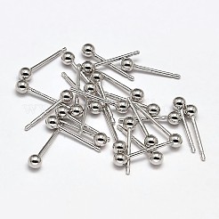 925スターリングシルバースタンドピアスパーツ  ピアスポスト  銀  14x6mm  ピン：0.8mm  約25個/20g&nbsp;STER-F015-05D