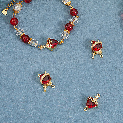 6 шт. 2 стиля латунный огнеупорный кирпич кубический цирконий роза сердце с мечом/священное сердце Иисуса соединительные подвески&nbsp;KK-BBC0020-10