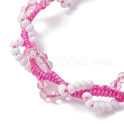 Pulseras trenzadas con cuentas de vidrio para mujer&nbsp;BJEW-MZ00215-01