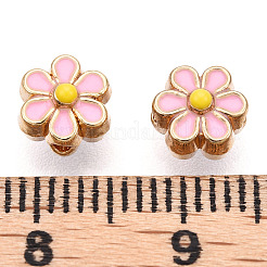 Perline smaltate in lega color oro chiaro&nbsp;ENAM-WH0057-43C