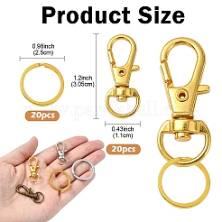 Самодельные поворотные карабины-лобстеры и железные разъемные кольца для ключей наборы для поиска ключей&nbsp;DIY-YW0010-44AB