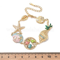 Pulseras de eslabones con forma de estrella de mar y esmalte de pedrería&nbsp;SA-CBA7107-04G