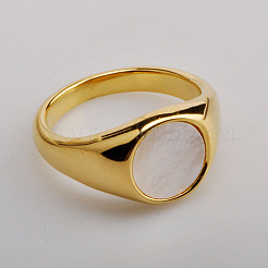 Fingerringe aus Edelstahl 304 mit natürlicher Muschel&nbsp;WGA15AE-01
