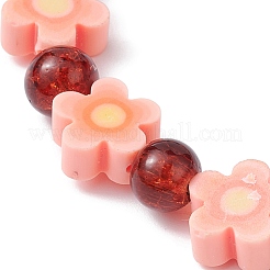 Braccialetti elasticizzati in argilla polimerica con fiori fatti a mano&nbsp;BJEW-JB09825-04