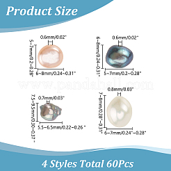60 шт. 4 вида бусин из натурального культивированного пресноводного жемчуга PEAR-WR0001-05
