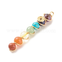 Chakra pierres précieuses naturelles et synthétiques fil de cuivre enveloppé de gros pendentifs&nbsp;PALLOY-JF01622