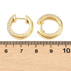 Кольцо латунные серьги-кольца с микропаве из прозрачного кубического циркония&nbsp;EJEW-D348-12G