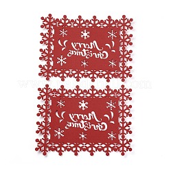クリスマステーマファイバーカップマット  スノーフレークと単語メリークリスマスの長方形  暗赤色  351x260x3mm&nbsp;AJEW-I056-02