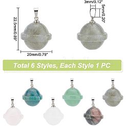 6шт 6 стиля подвески из натуральных смешанных камней FIND-UN0001-38