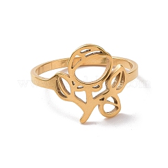 Ionenplattierung (IP) 201 Edelstahl Rose des Lebens Fingerring&nbsp;RJEW-J051-45G