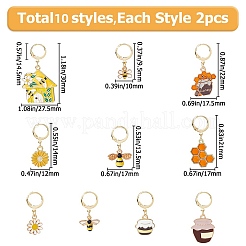 20 Stück 10 Stile Bienen Legierung Emaille Anhänger Verriegelung Stich Marker&nbsp;HJEW-HS00071
