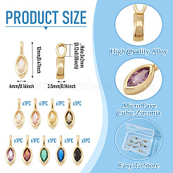 9 Stück 9 Farben Pferdeauge Messing Micro Pave Zirkonia Charms&nbsp;KK-TA0008-28