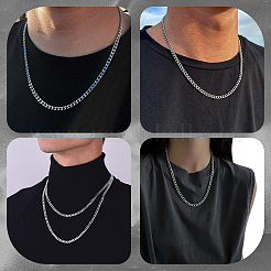 Collier chaîne cubaine en acier inoxydable 304 (1 pièce) pour homme et femme&nbsp;NJEW-BM0001-08C