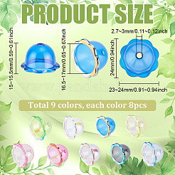 72 шт. 9-цветные гальванизированные прозрачные акриловые колпачки для бусин&nbsp;OACR-PH0004-72