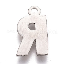 変色しにくい304ステンレススチールペンダント  アルファベット  文字.r  16x9x2mm  穴：1.4mm&nbsp;STAS-H119-01P-R