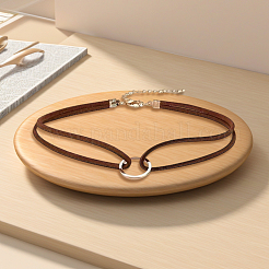 1 шт. сплава кольцо двухслойный искусственный замшевый шнур колье чокер ожерелье для женщин&nbsp;NJEW-CL0001-07