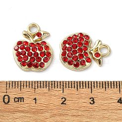ゴールデンラックメッキ合金ラインストーンペンダント  ニッケルフリー  アップルチャーム  ライトシャム  18.5x14.5x4mm  穴：2.5mm&nbsp;PALLOY-F308-22G-01