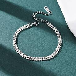 Браслеты-цепочки из нержавеющей стали 304 со стразами&nbsp;BJEW-P376-01P