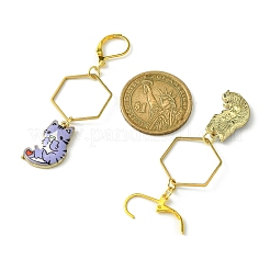 Серьги-подвески из сплава с подвеской в виде кошки на плече&nbsp;EJEW-JE05502