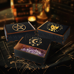 Прямоугольные гравированные фанерные деревянные коробки для хранения таро с раздвижной крышкой CON-WH20008-10A