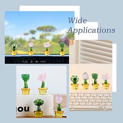 8шт 4 стиля стеклянные фигурки растений в горшках&nbsp;DJEW-CJ0001-11