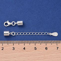 スターリングシルバーカーブチェーンエクステンダー925個  カニカンとコードエンドを備えたエンドチェーン  ティアドロップチェーンタブ  s925スタンプあり  銀  26mm&nbsp;STER-G039-02B-S